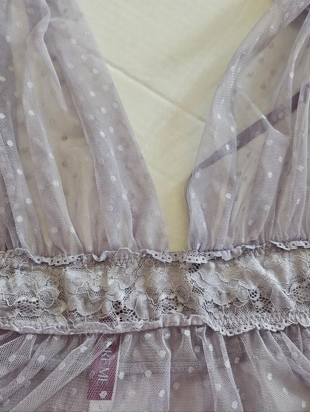 Adore Me Lavender Swiss Dot Sheer Mesh Babydoll Lace Size Large